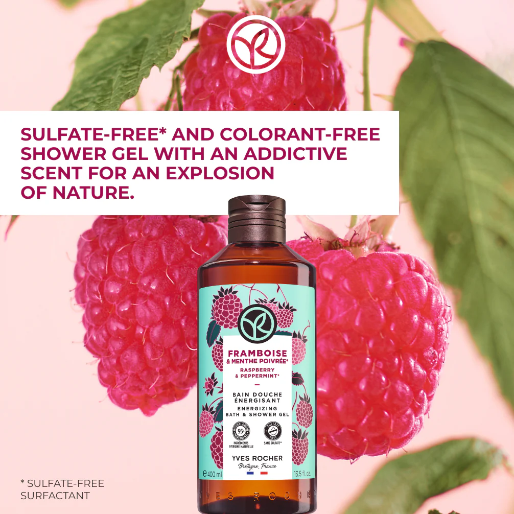 Raspberry & Peppermint Energizing Bath & Shower Gel - 400 ml - Image 2